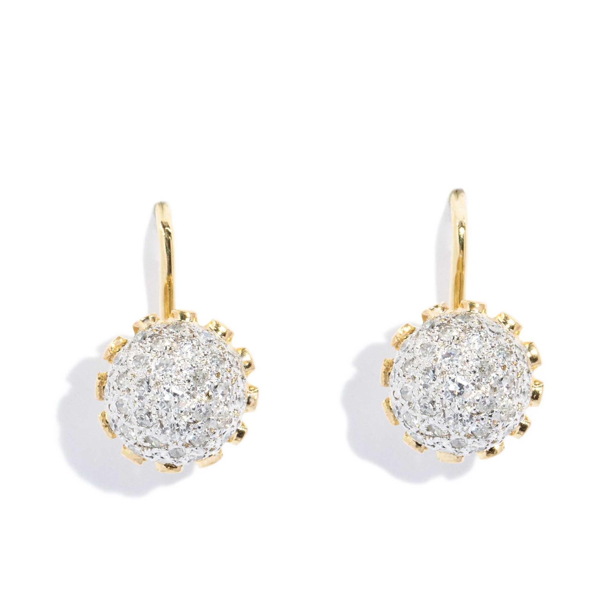 Vintage Circa 1960s Diamond Cluster Screw Back Earrings 18 Carat Yellow Gold