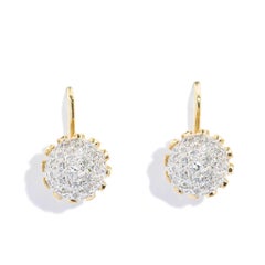 Vintage Circa 1960s Diamond Cluster Screw Back Earrings 18 Carat Yellow Gold