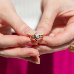 Vintage Circa 1960s Diamond Three Stone Ring 18 Carat Yellow & White Gold
