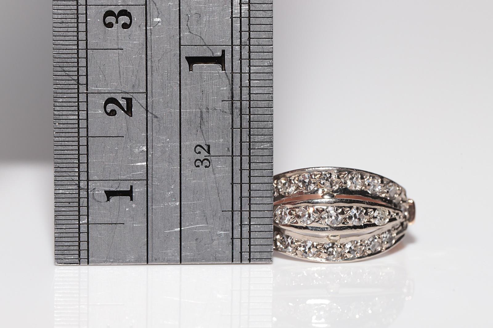 Vintage CIRCA 1960er Jahre handgefertigt 14k Gold natürlichen Diamanten Cluster Ring im Angebot 10