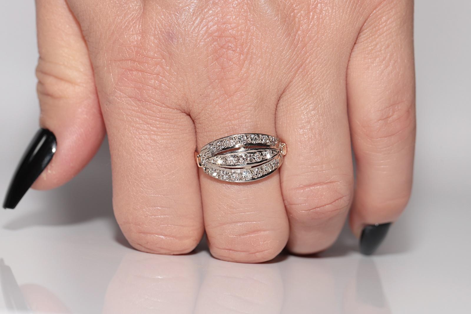 Vintage CIRCA 1960er Jahre handgefertigt 14k Gold natürlichen Diamanten Cluster Ring (Retro) im Angebot