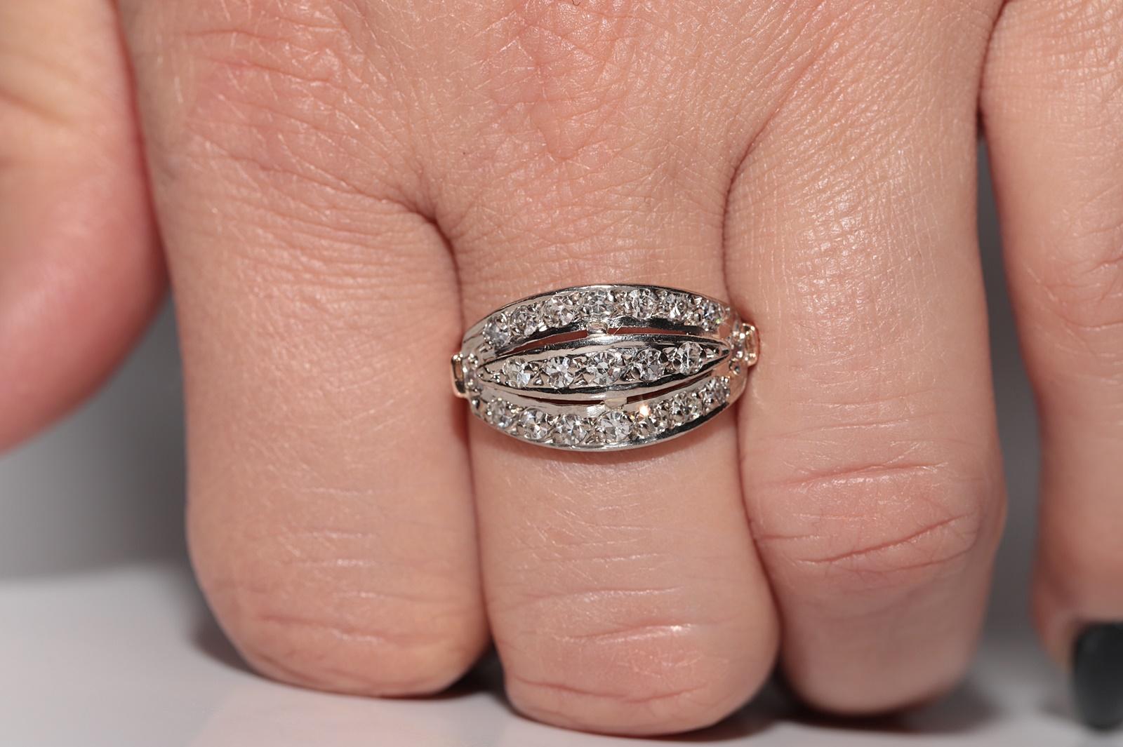 Vintage CIRCA 1960er Jahre handgefertigt 14k Gold natürlichen Diamanten Cluster Ring (Einfacher Schliff) im Angebot