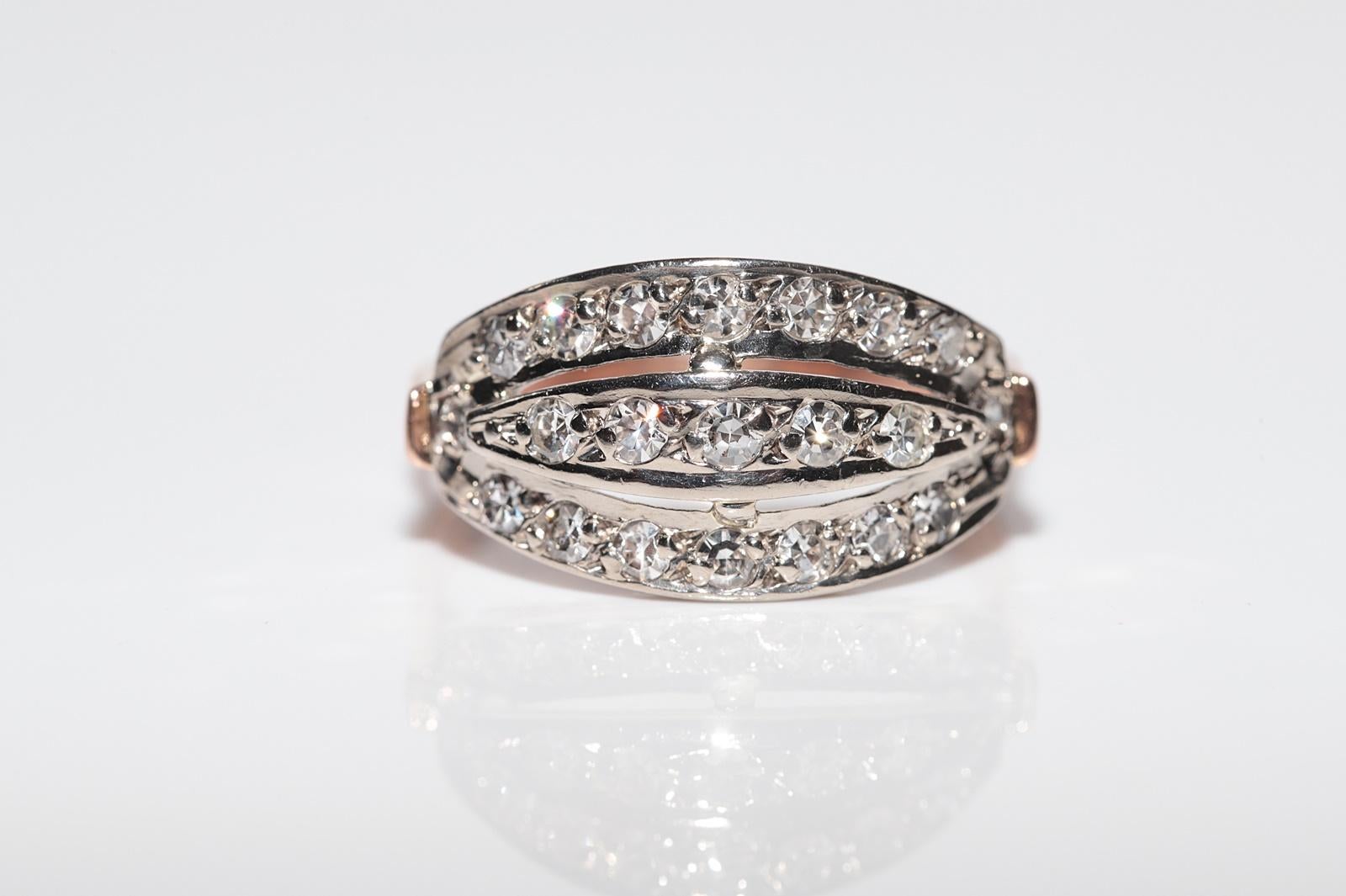 Vintage CIRCA 1960er Jahre handgefertigt 14k Gold natürlichen Diamanten Cluster Ring im Angebot 2