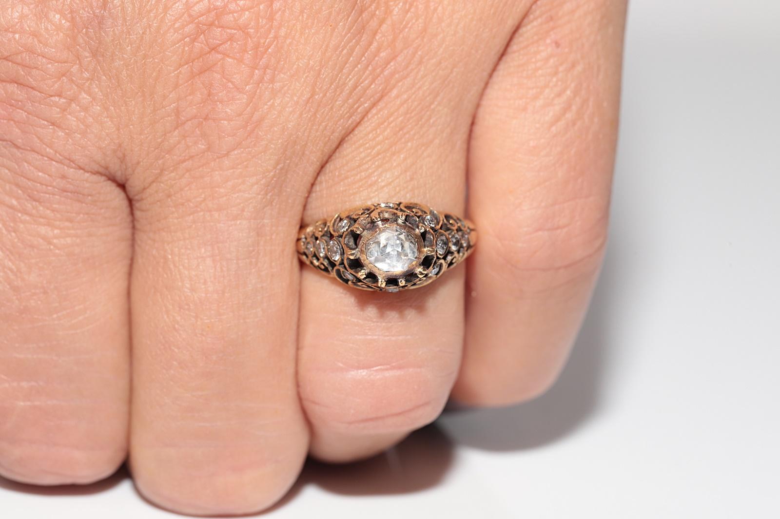 Anello decorato con diamanti naturali in oro 14k, CIRCA 1960, fatto a mano in vendita 10