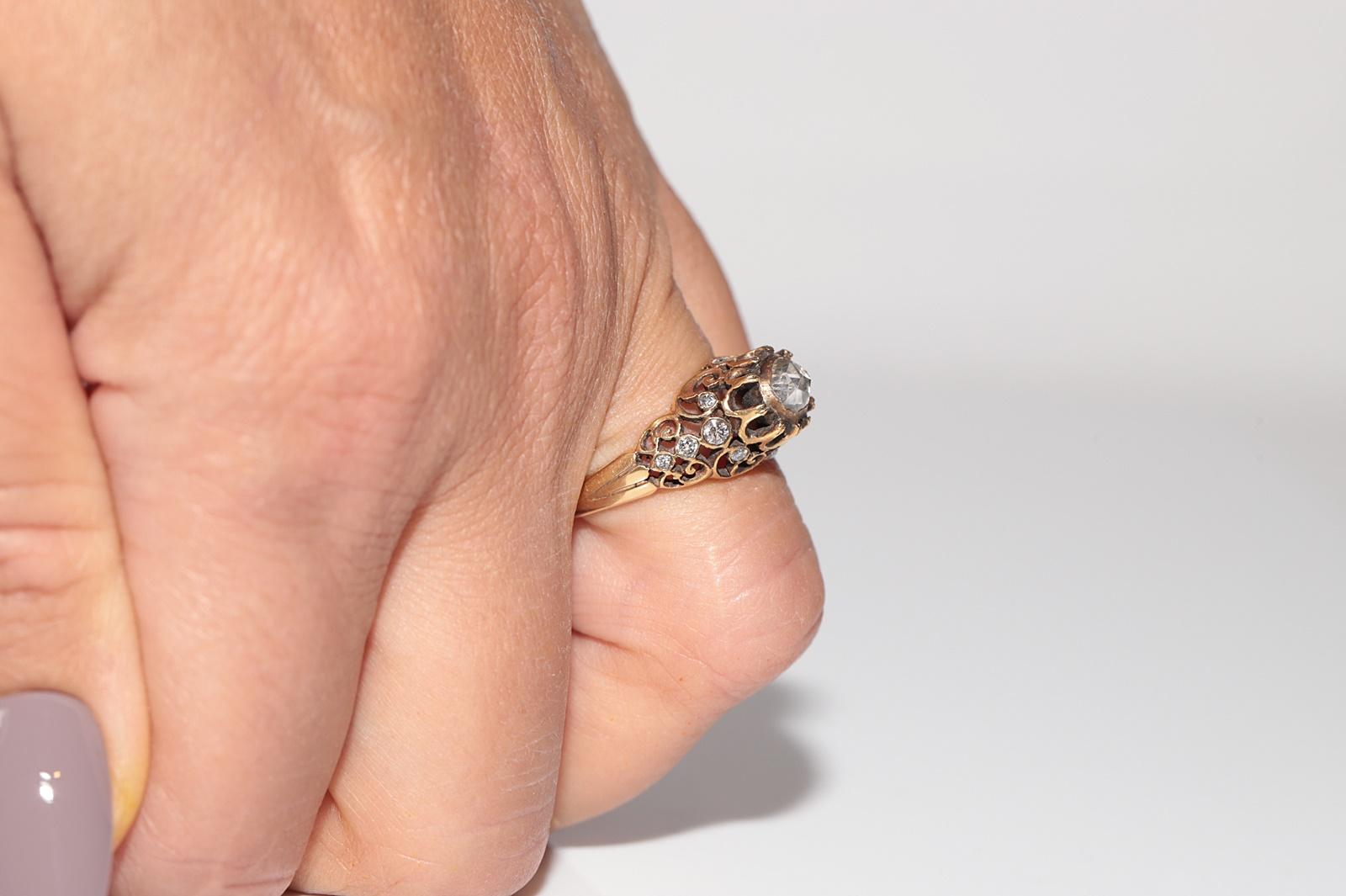 Anello decorato con diamanti naturali in oro 14k, CIRCA 1960, fatto a mano in vendita 11