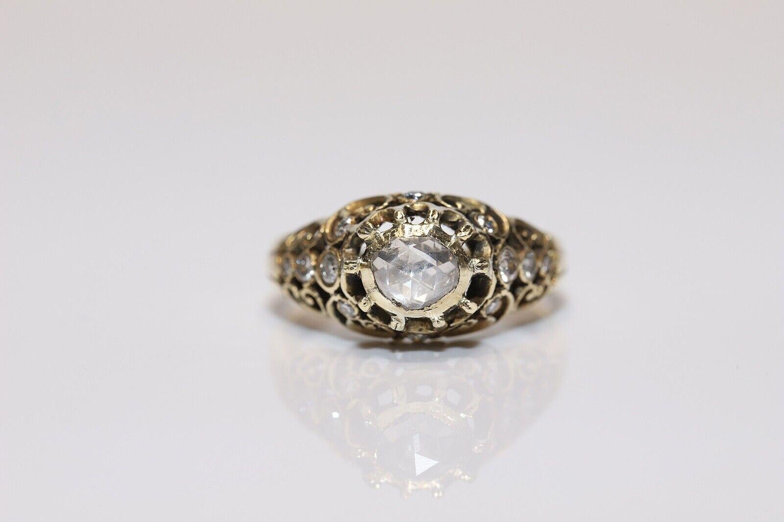Anello decorato con diamanti naturali in oro 14k, CIRCA 1960, fatto a mano In condizioni buone in vendita a Fatih/İstanbul, 34