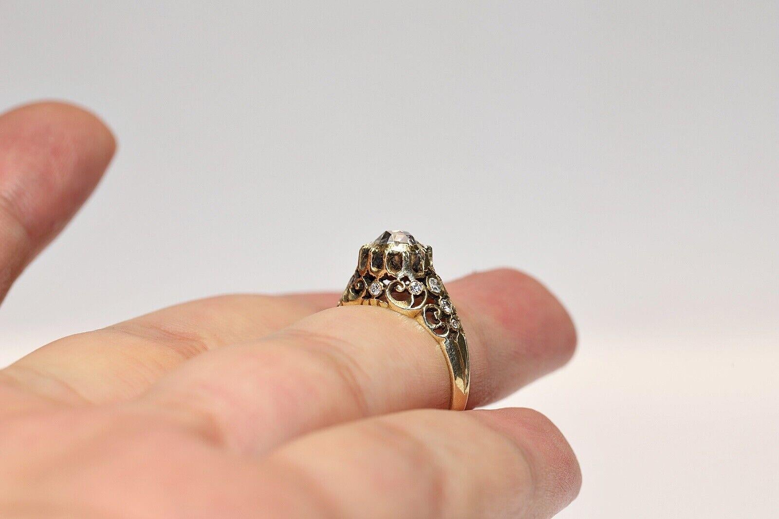 Anello decorato con diamanti naturali in oro 14k, CIRCA 1960, fatto a mano in vendita 1