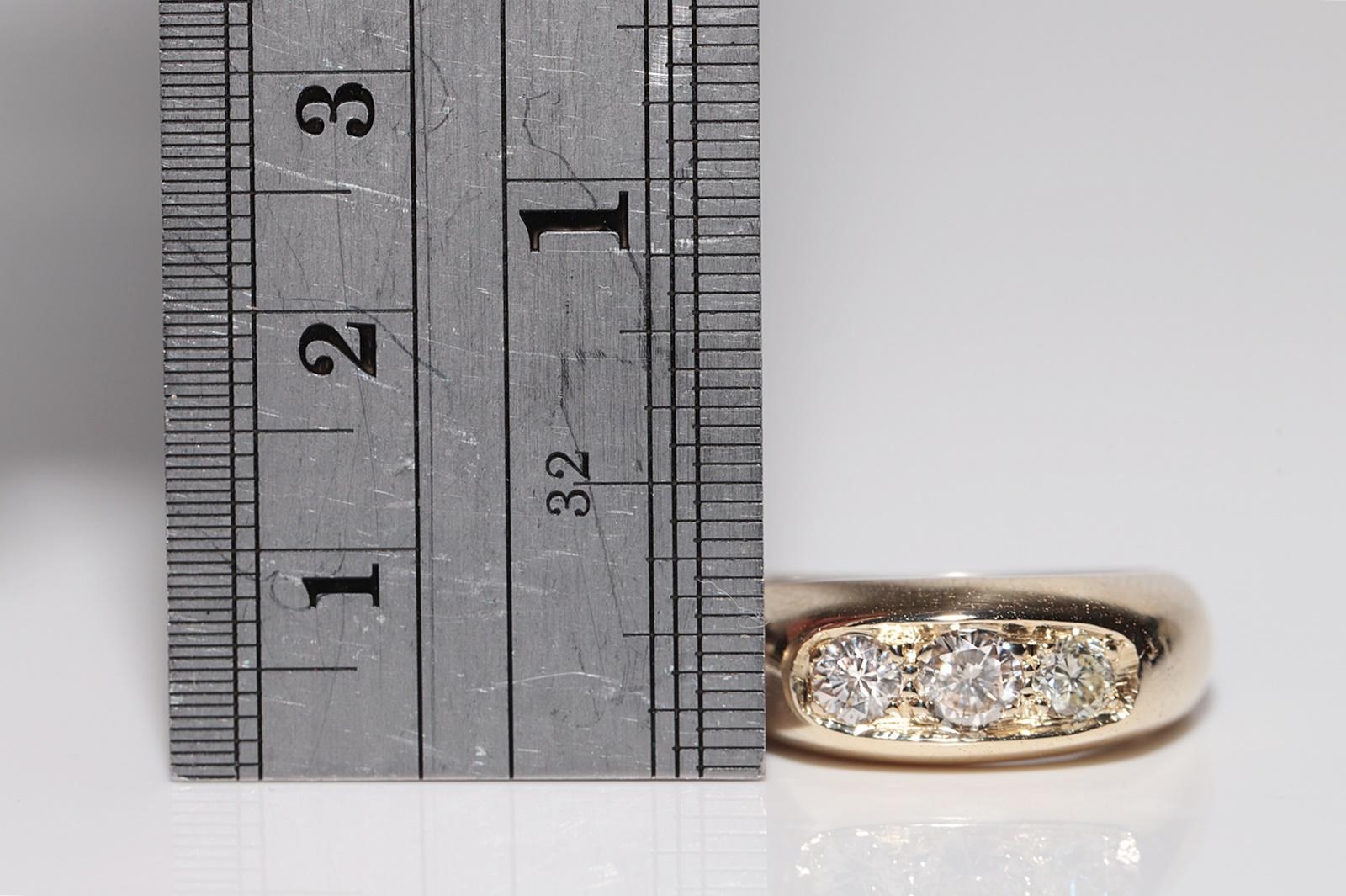 Vintage Circa 1960s Anillo artesanal de oro de 14k con diamantes naturales talla antigua en venta 8