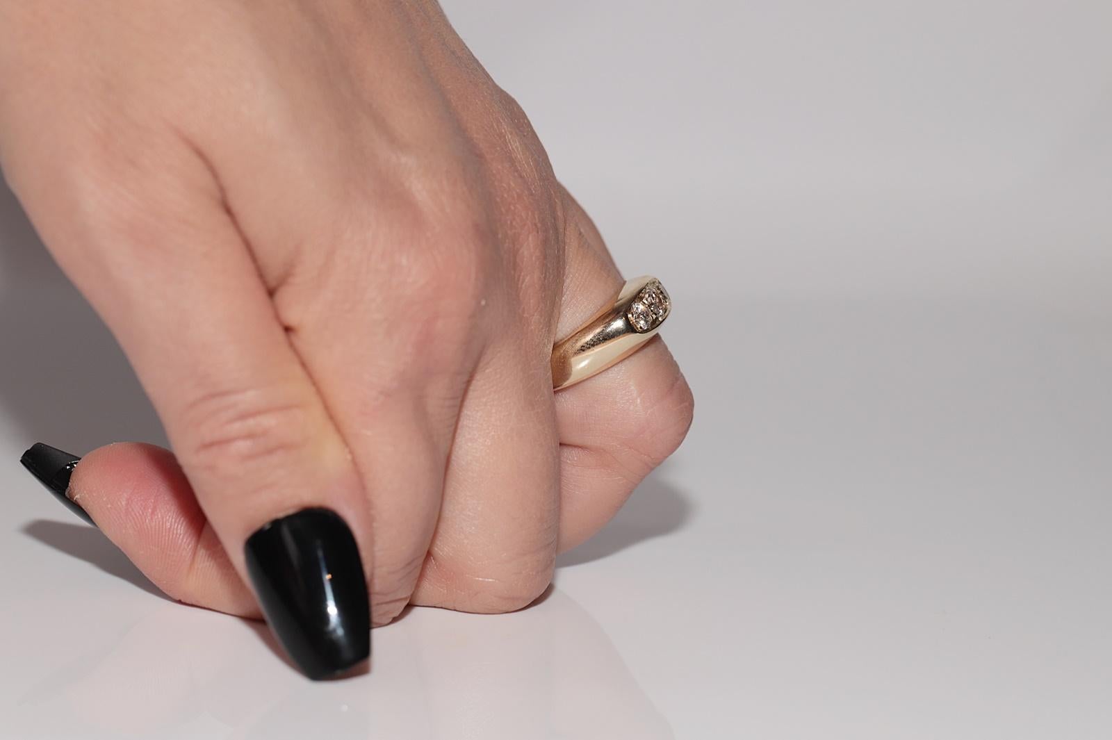 Vintage Circa 1960s Anillo artesanal de oro de 14k con diamantes naturales talla antigua en Bueno estado para la venta en Fatih/İstanbul, 34