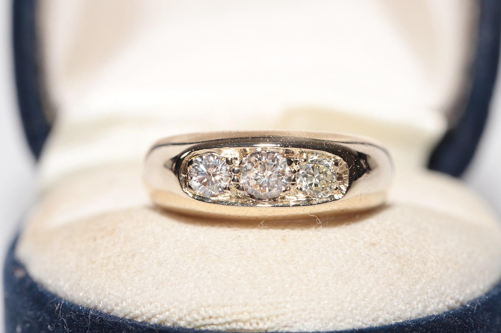 De las mujeres Vintage Circa 1960s Anillo artesanal de oro de 14k con diamantes naturales talla antigua en venta