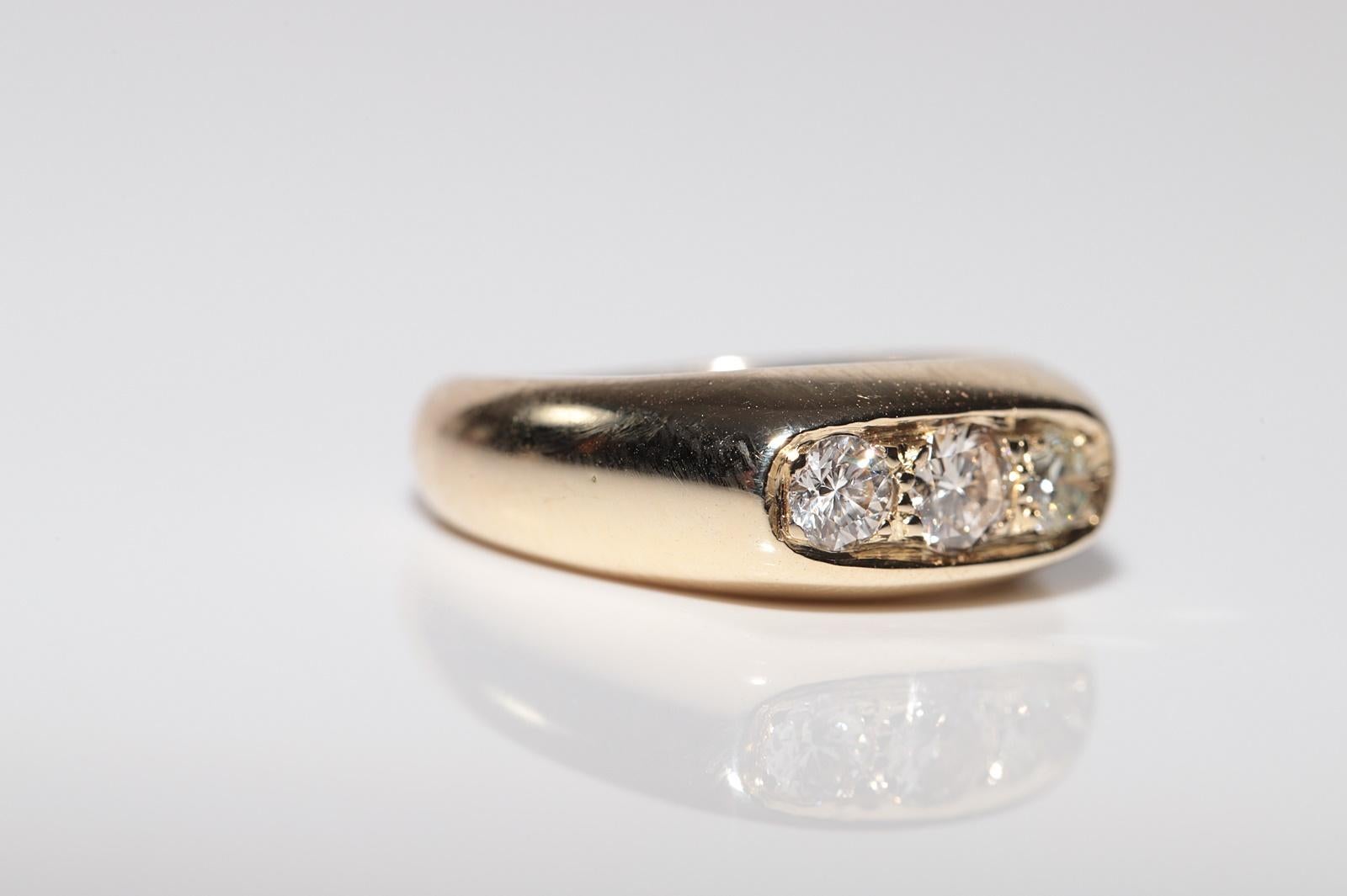 Vintage Circa 1960s Anillo artesanal de oro de 14k con diamantes naturales talla antigua en venta 2