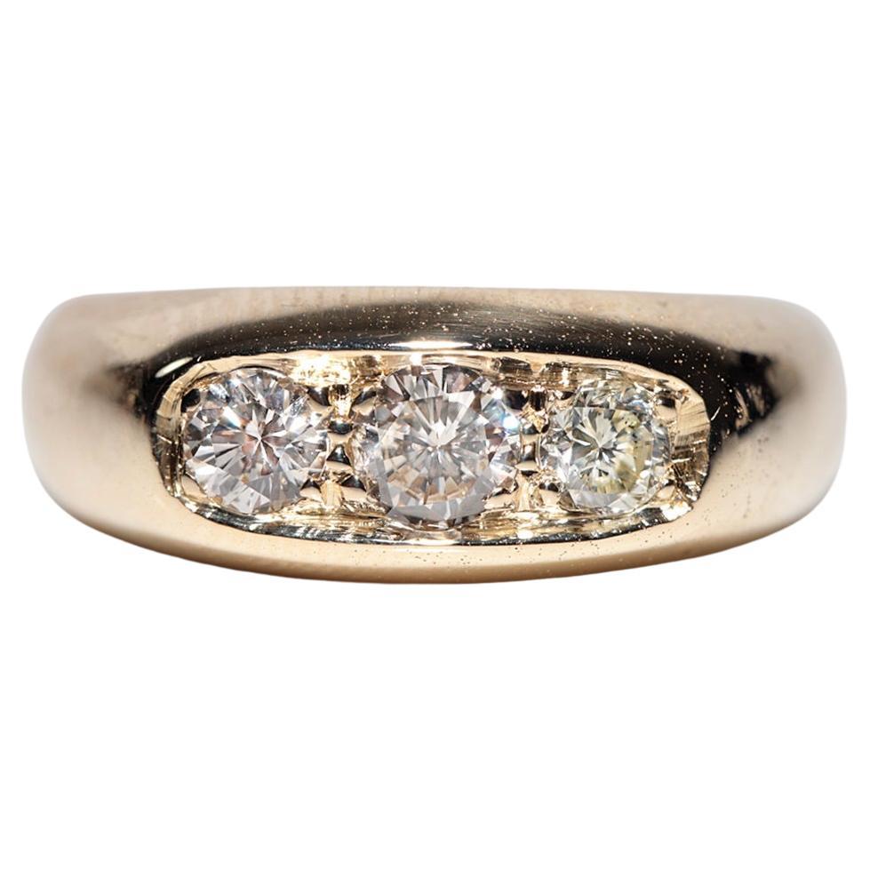 Vintage Circa 1960s Anillo artesanal de oro de 14k con diamantes naturales talla antigua en venta