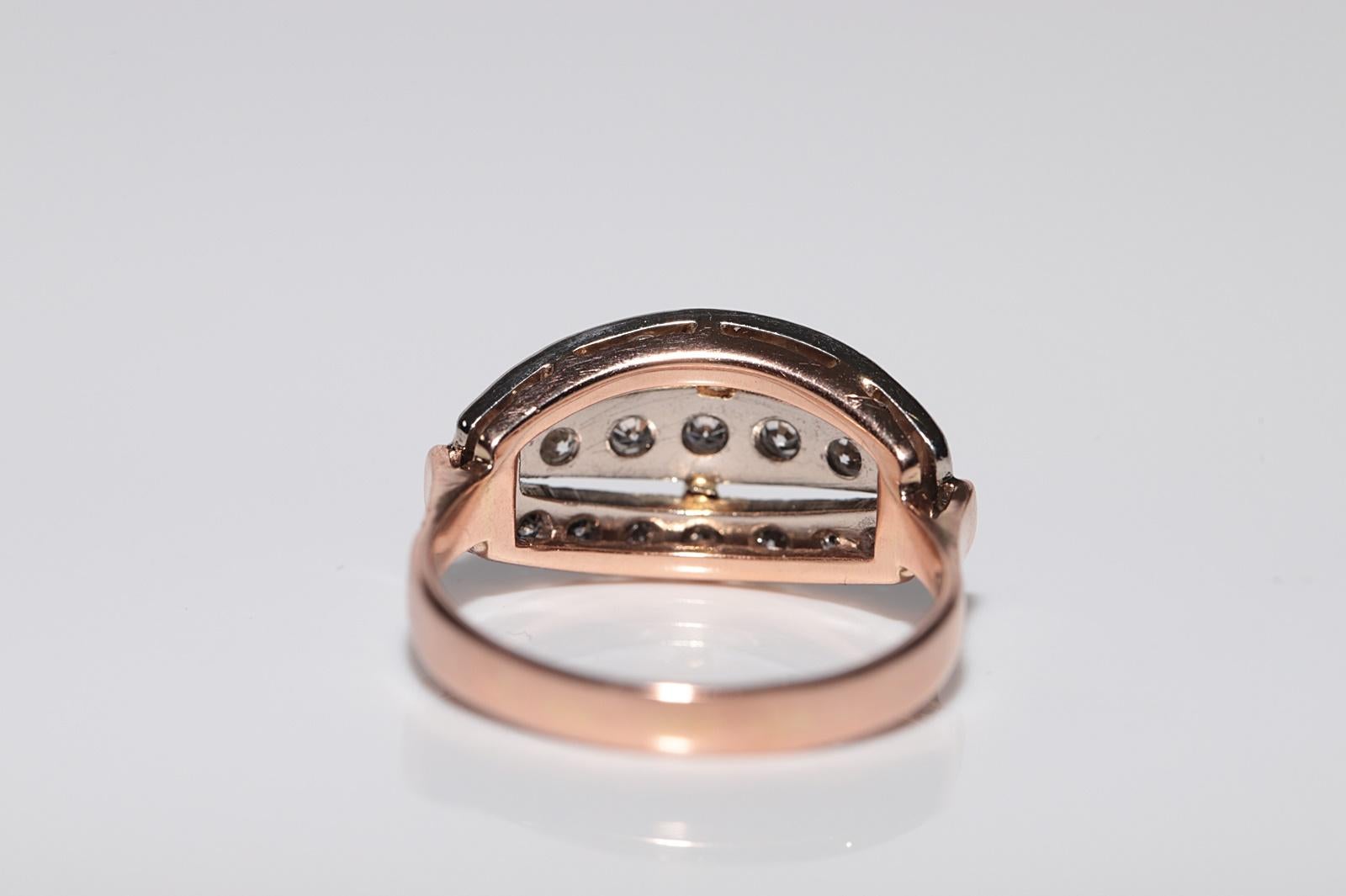 Vintage Circa 1960s Handcrafted 14k Gold Natural Rose Cut Diamond Cluster Ring For Sale 7