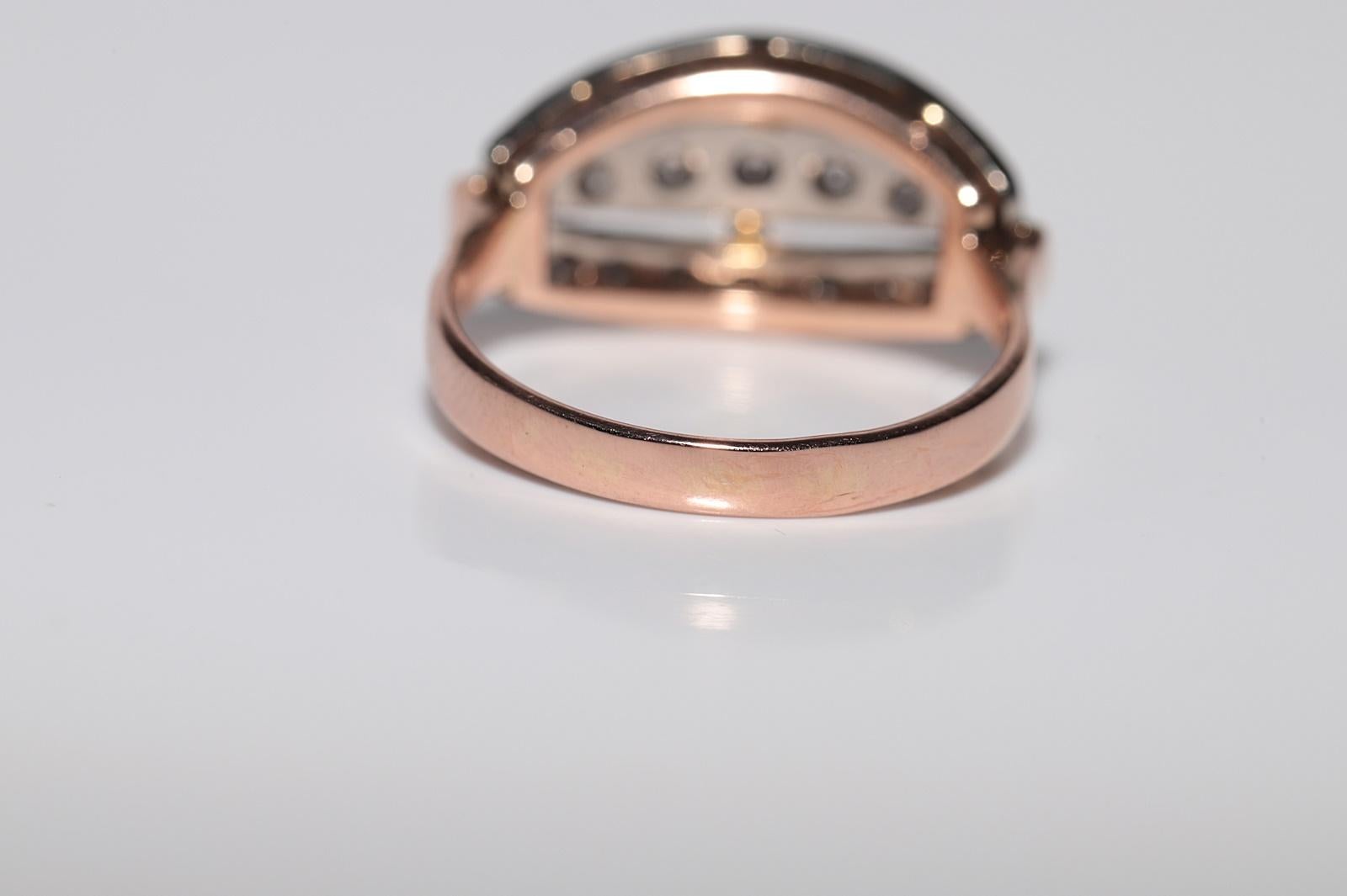 Vintage Circa 1960s Handcrafted 14k Gold Natural Rose Cut Diamond Cluster Ring For Sale 8
