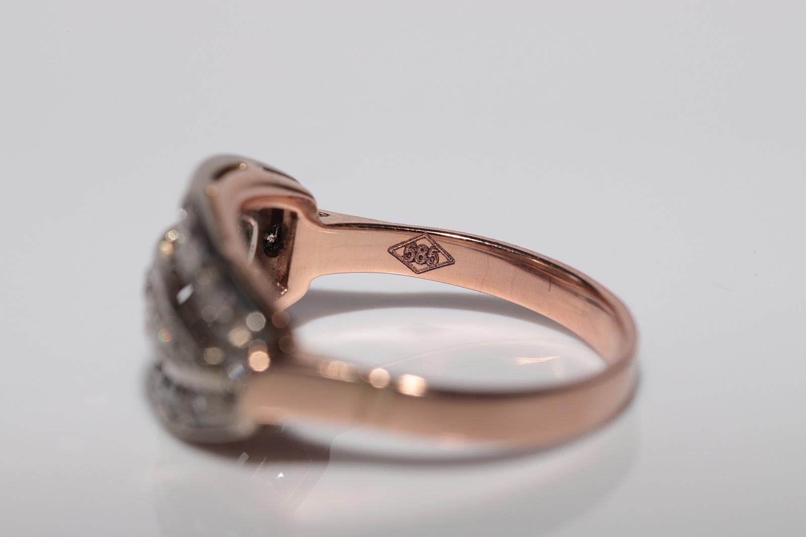 Vintage Circa 1960s Handcrafted 14k Gold Natural Rose Cut Diamond Cluster Ring For Sale 9