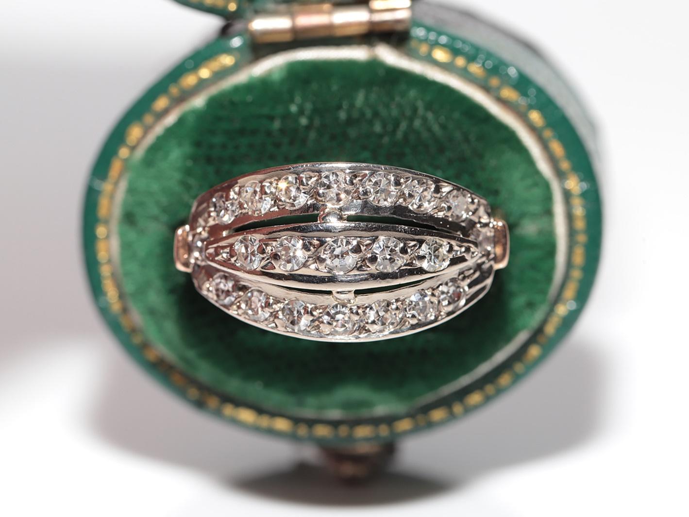 Women's Vintage Circa 1960s Handcrafted 14k Gold Natural Rose Cut Diamond Cluster Ring For Sale