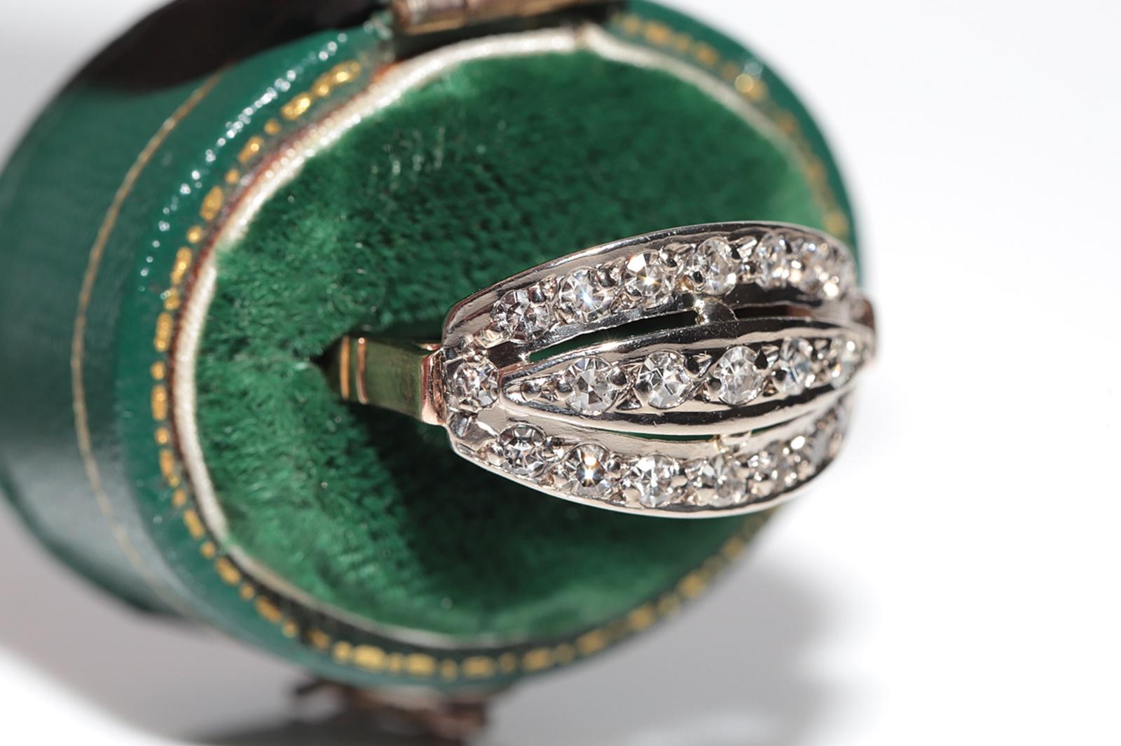 Vintage Circa 1960s Handcrafted 14k Gold Natural Rose Cut Diamond Cluster Ring For Sale 1