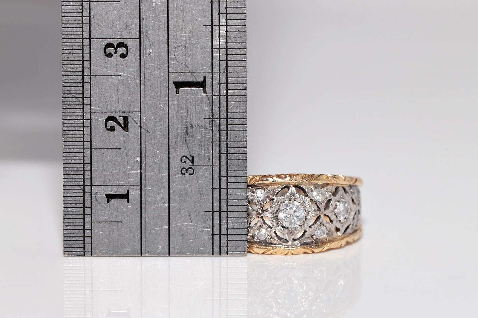 Anello a fascia decorato con diamanti naturali in oro 18 ct. d'epoca CIRCA 1960 in vendita 4