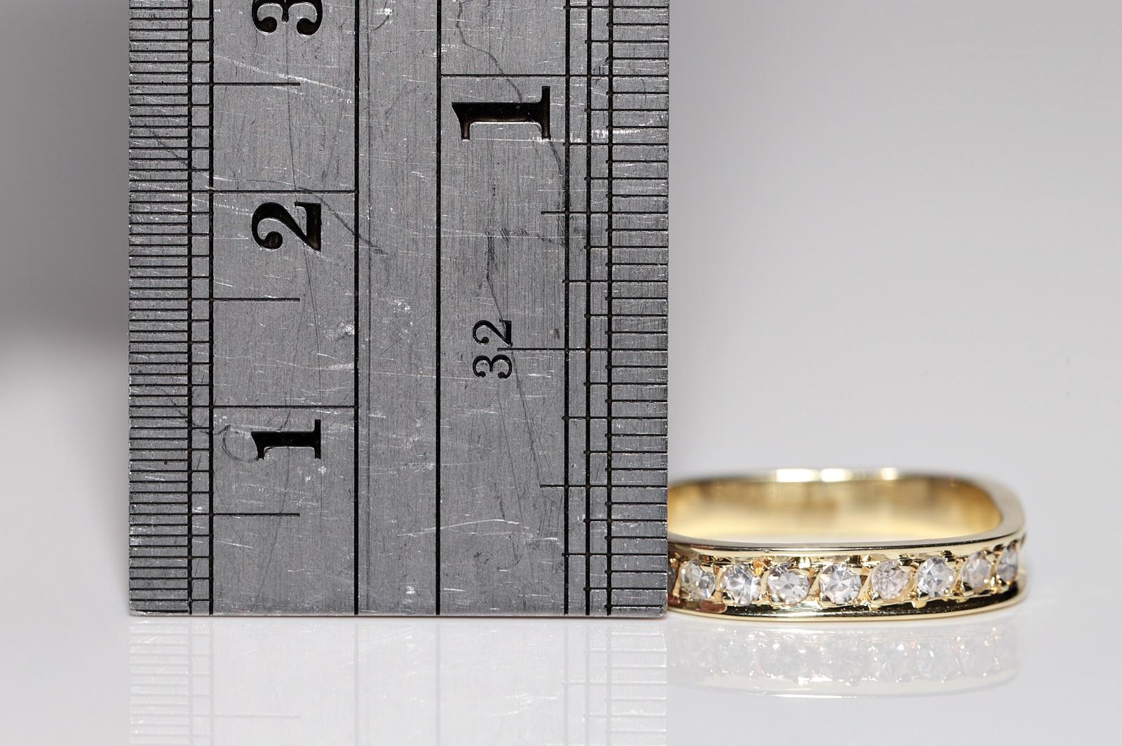 Vintage Circa 1960s Handcrafted 18k Gold Natural Diamond Decorated Band Ring For Sale 7