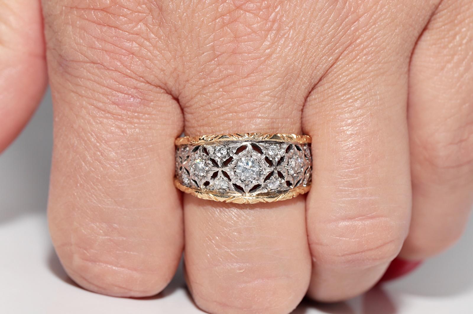Anello a fascia decorato con diamanti naturali in oro 18 ct. d'epoca CIRCA 1960 in vendita 8