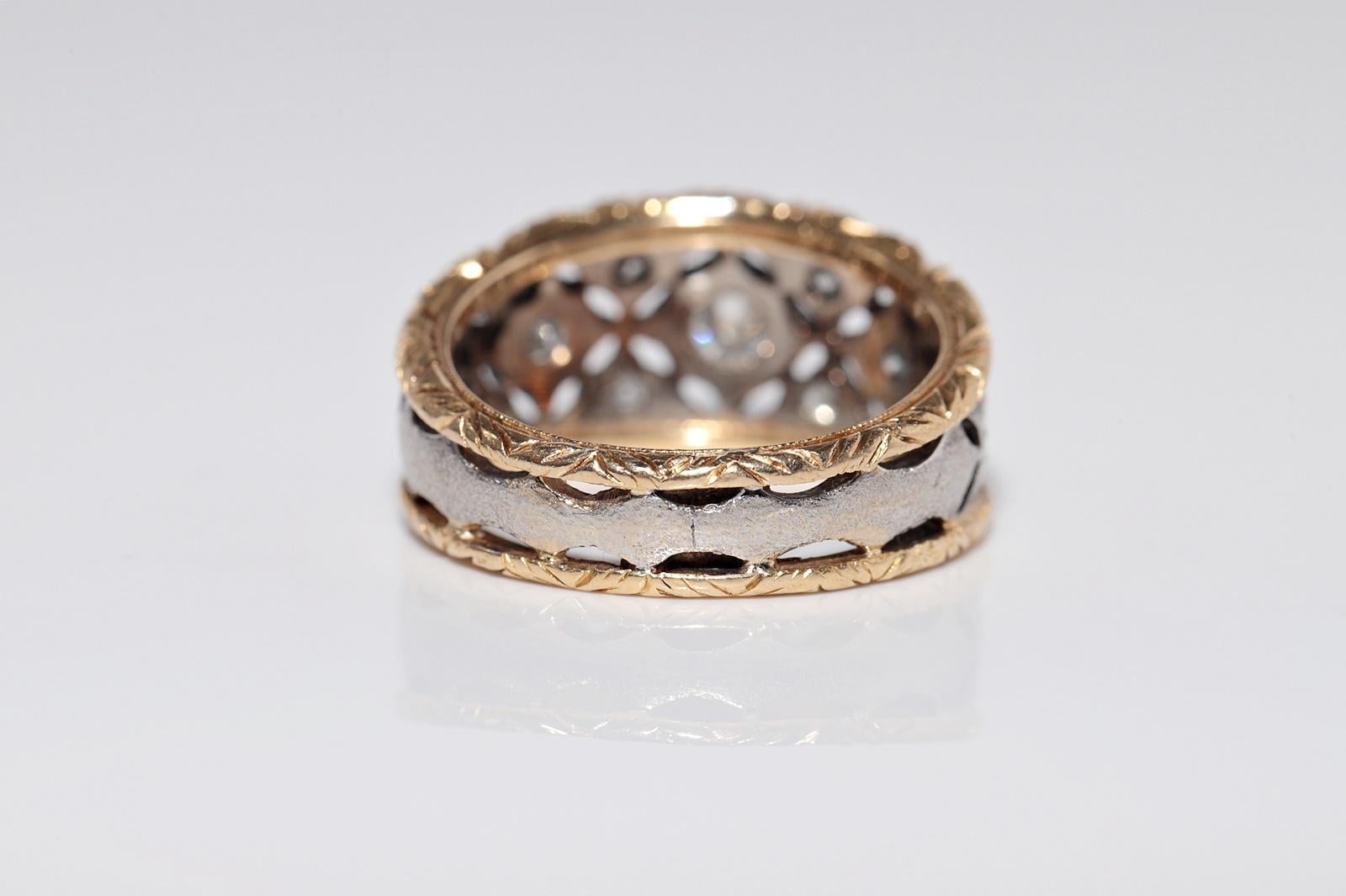 Anello a fascia decorato con diamanti naturali in oro 18 ct. d'epoca CIRCA 1960 in vendita 1