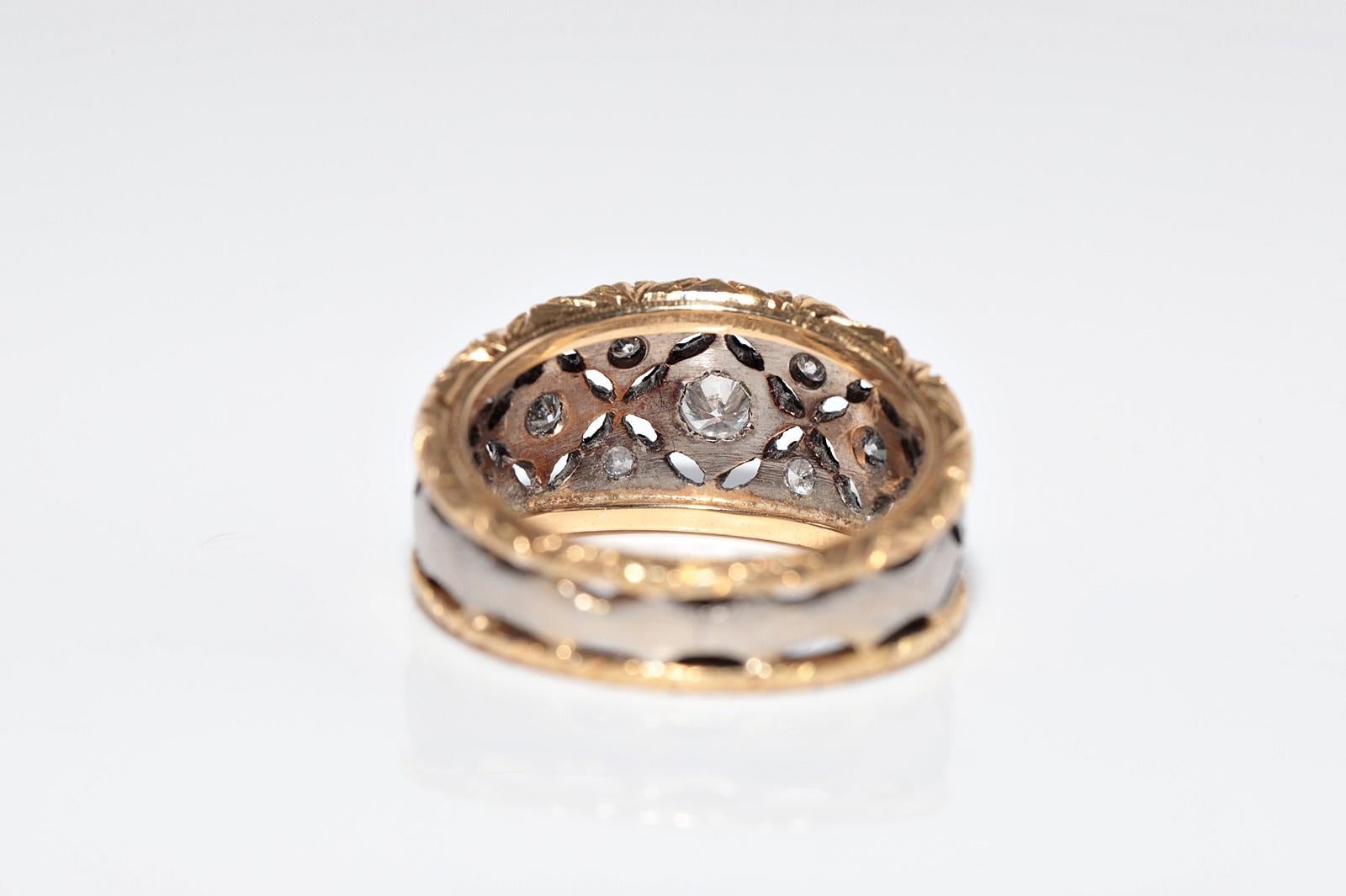 Anello a fascia decorato con diamanti naturali in oro 18 ct. d'epoca CIRCA 1960 in vendita 2