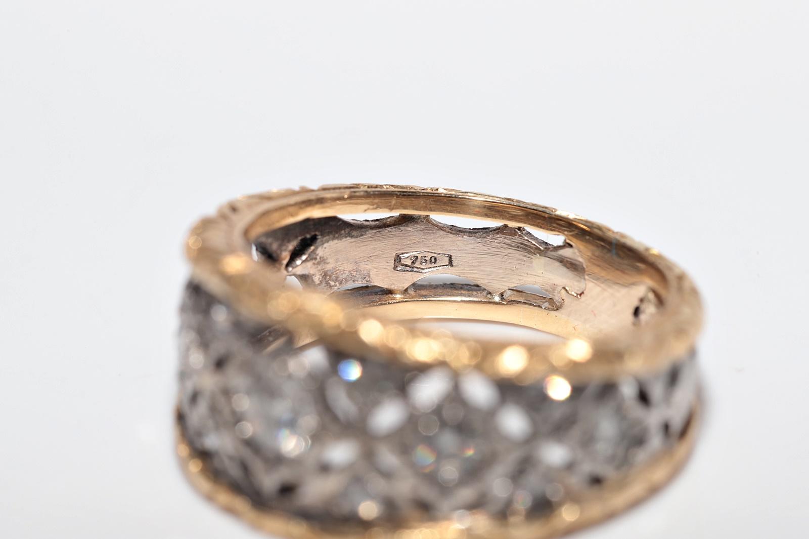 Anello a fascia decorato con diamanti naturali in oro 18 ct. d'epoca CIRCA 1960 in vendita 3
