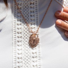 Vintage Circa 1960s Heart Shaped Padlock Pendant & Chain 9 Carat Rose Gold