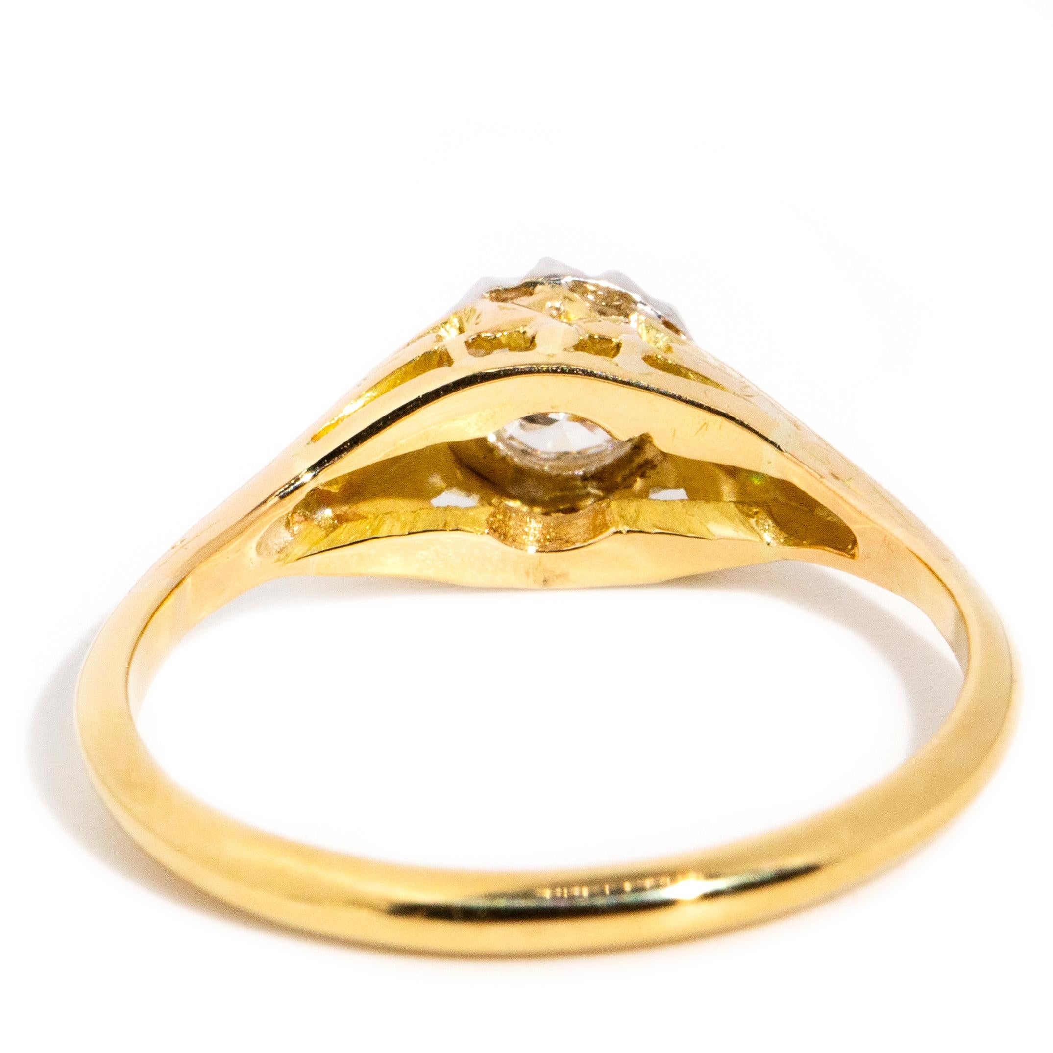 Women's Vintage Circa 1960s Illusion Set Diamond Engagement Ring 18 Carat Yellow Gold For Sale