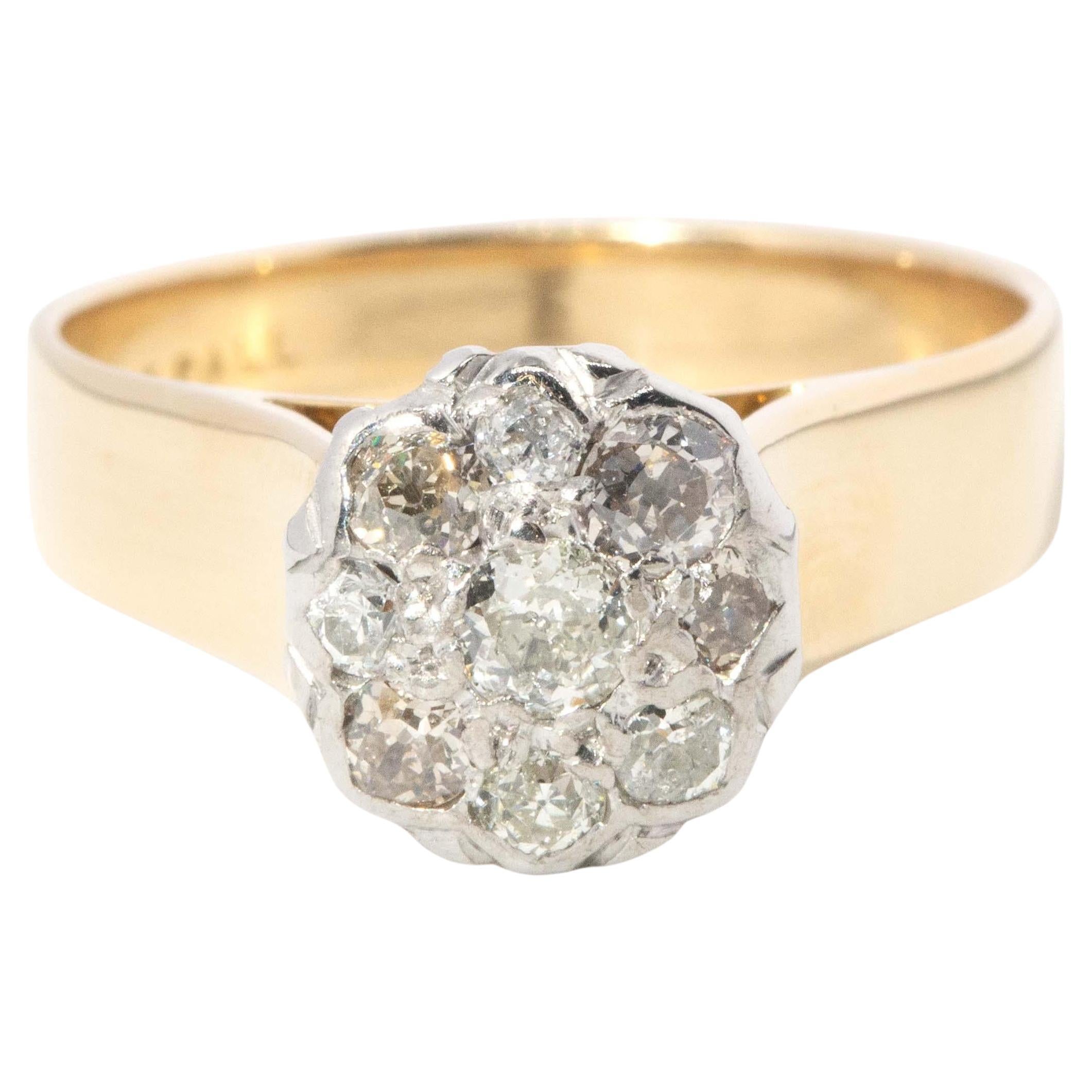 Vintage Circa 1960s Old Cut Diamond Ring 18 Carat Gold