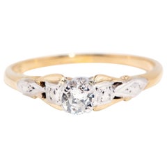 Vintage Circa 1960s Old European Cut Diamond 18 Carat Yellow & White Gold Ring