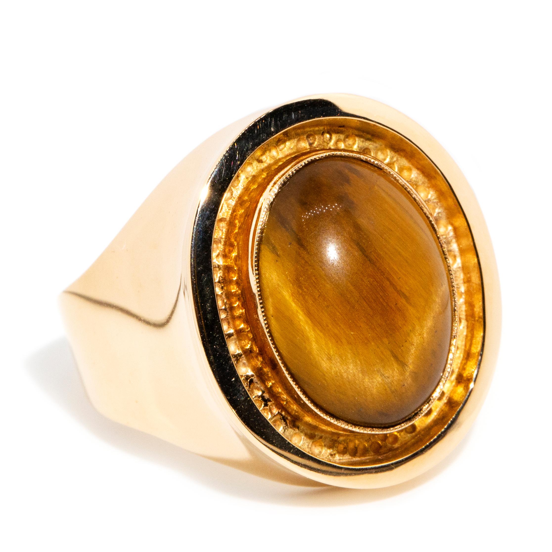 tiger eye stone gold ring