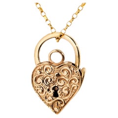 Vintage Circa 1960s Patterned Locket Pendant & Belcher Chain 9 Carat Yellow Gold