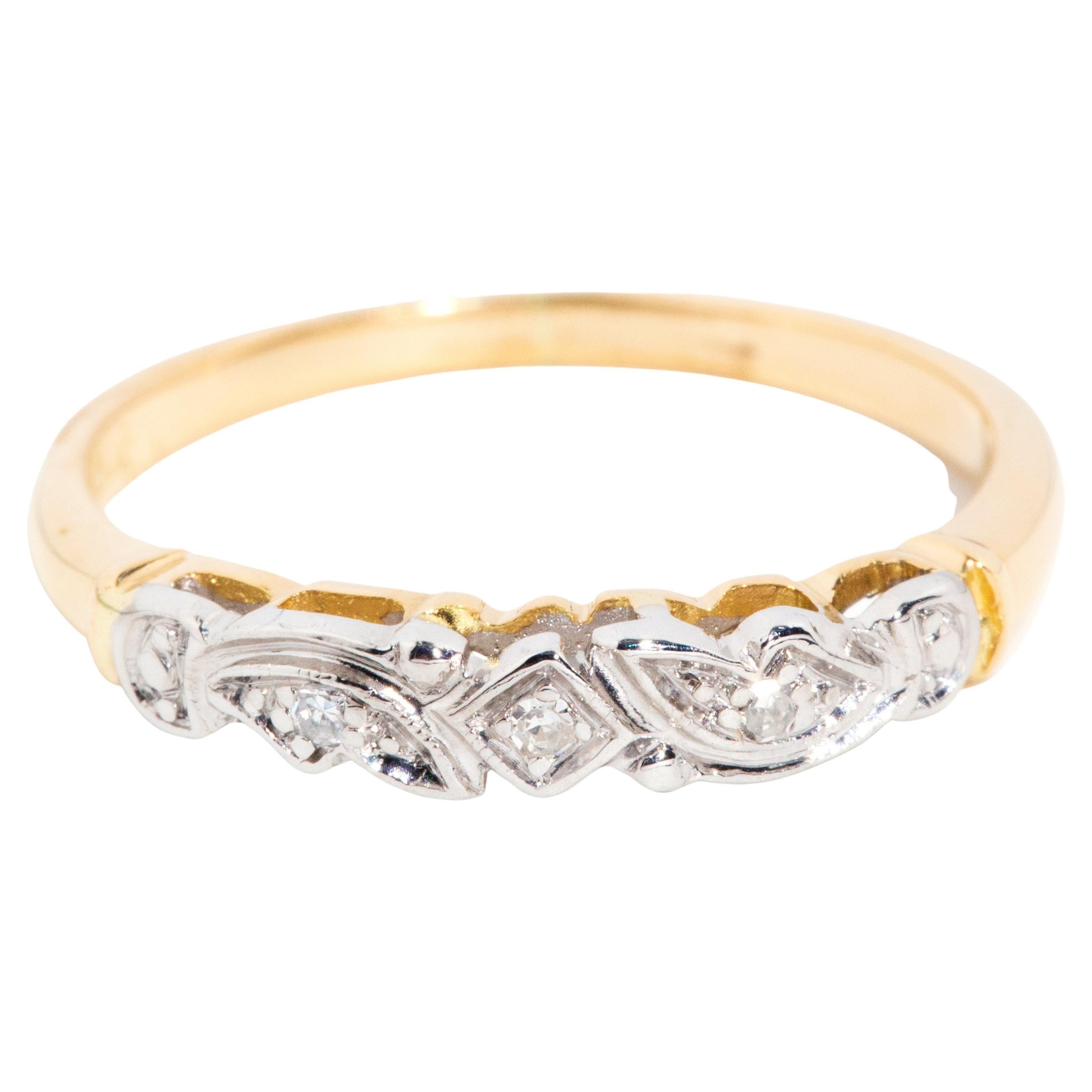 Stapelbarer Ring aus Platin und 18 Karat Gelbgold mit Diamanten, ca. 1960er Jahre