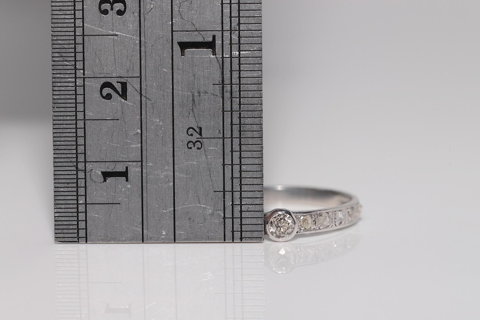 Anello a fascia decoared in platino con diamanti naturali, vintage, anni '60 circa. in vendita 7
