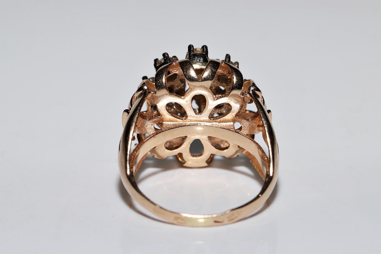 Vintage Circa 1960s 14k Gold Natural Diamond Decorated Ring For Sale 4