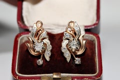 Vintage Circa 1960s Soviet Russian 14k Gold Natural Diamond Earring