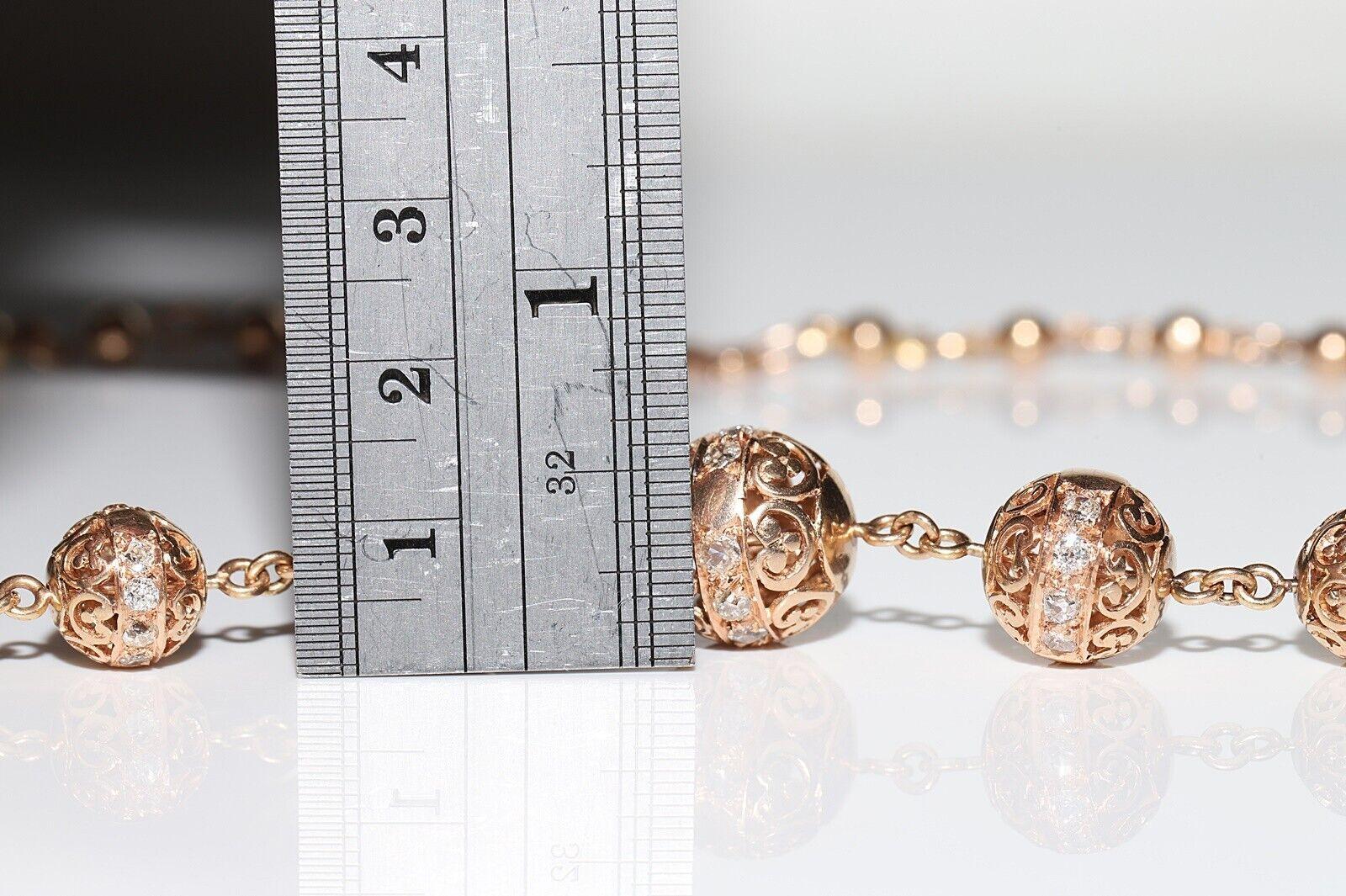 Vintage CIRCA 1960er Jahre  14k Gold Natürliche Diamant-Halskette im Angebot 4