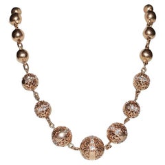 Vintage Circa 1960s  14k Gold Natural Diamond Necklace