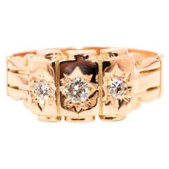 Vintage Circa 1960s Star Set Brilliant Diamond Trilogy Ring 9 Carat Rose Gold