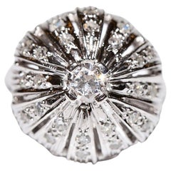 Vintage Circa 1970 14k Weißgold Natürlicher Diamant Dekorierter Vintage-Ring