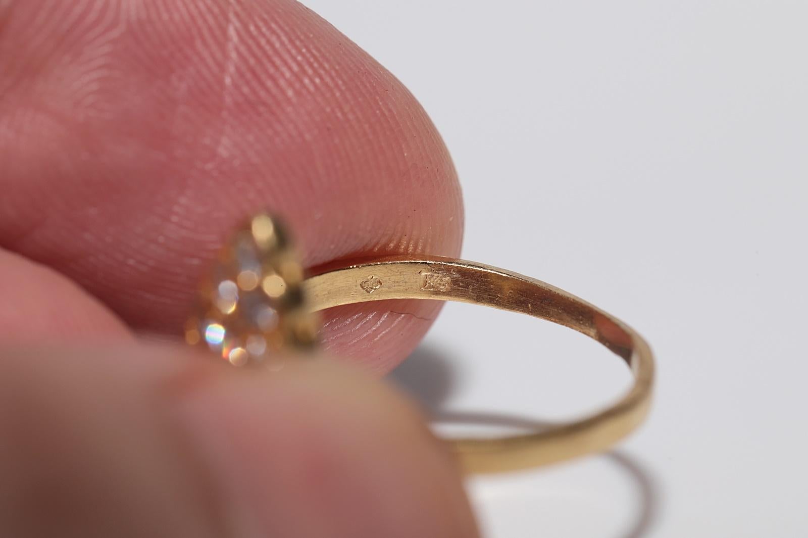 Anello Navette decorato con diamanti naturali in oro 20k, CIRCA 1970 in vendita 4