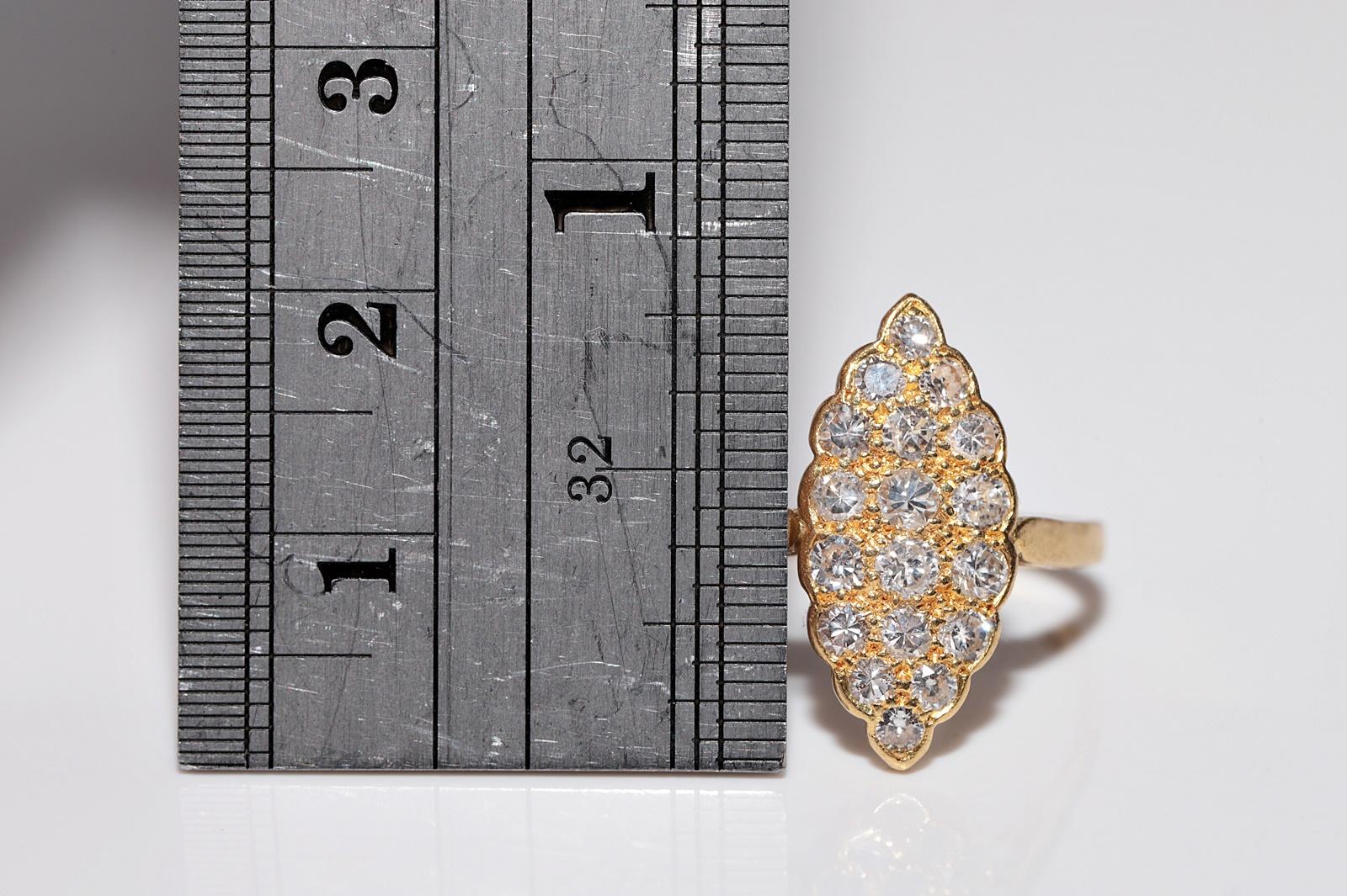 Anello Navette decorato con diamanti naturali in oro 20k, CIRCA 1970 In condizioni buone in vendita a Fatih/İstanbul, 34