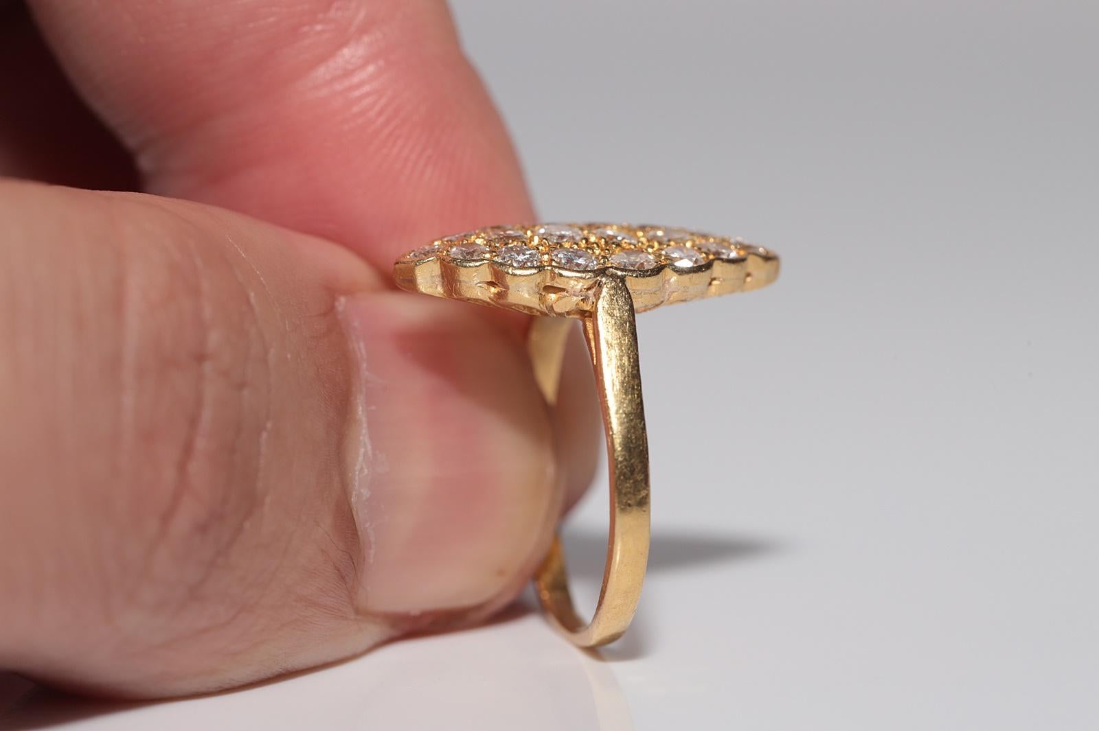 Donna Anello Navette decorato con diamanti naturali in oro 20k, CIRCA 1970 in vendita