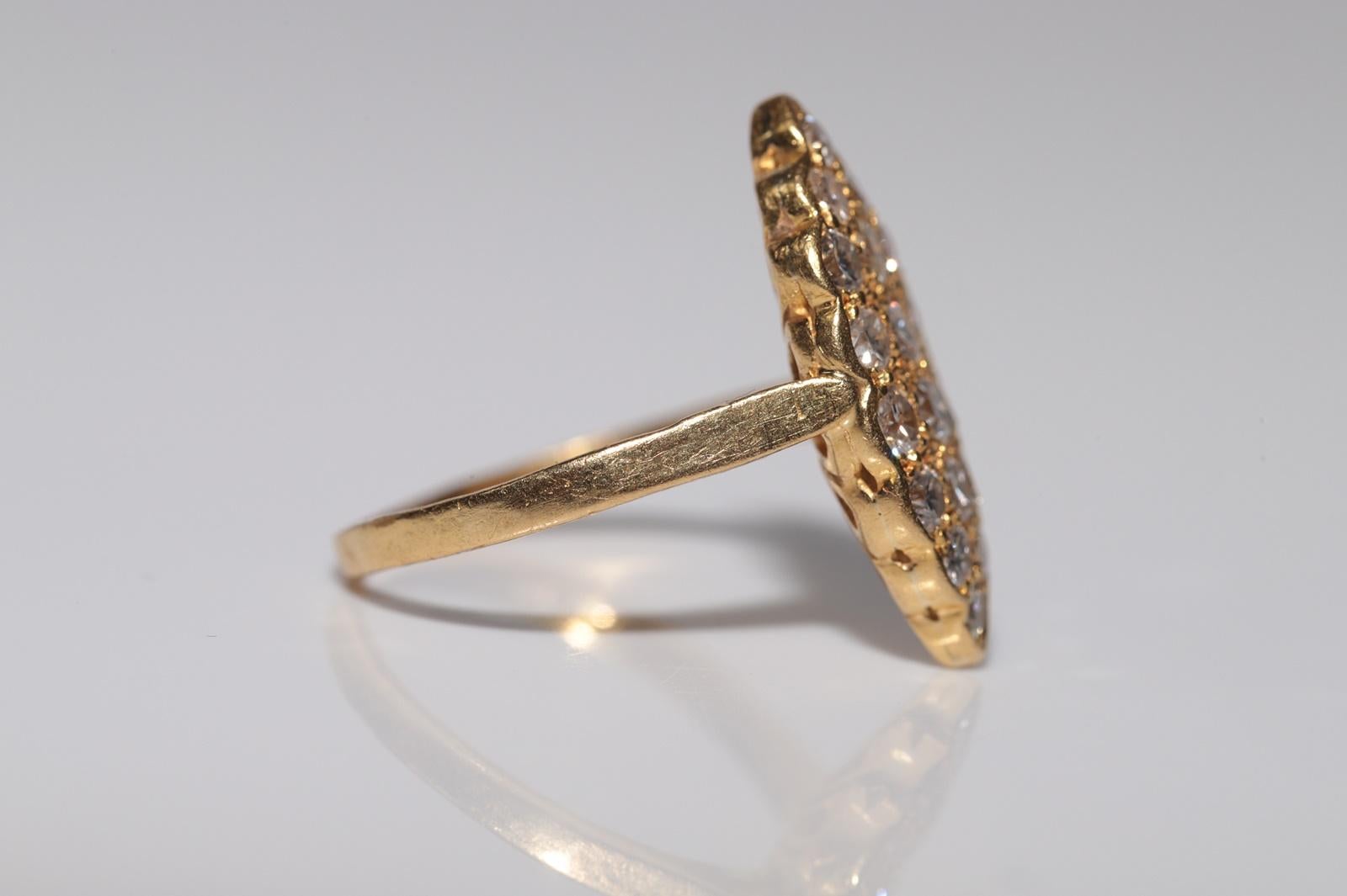 Anello Navette decorato con diamanti naturali in oro 20k, CIRCA 1970 in vendita 1