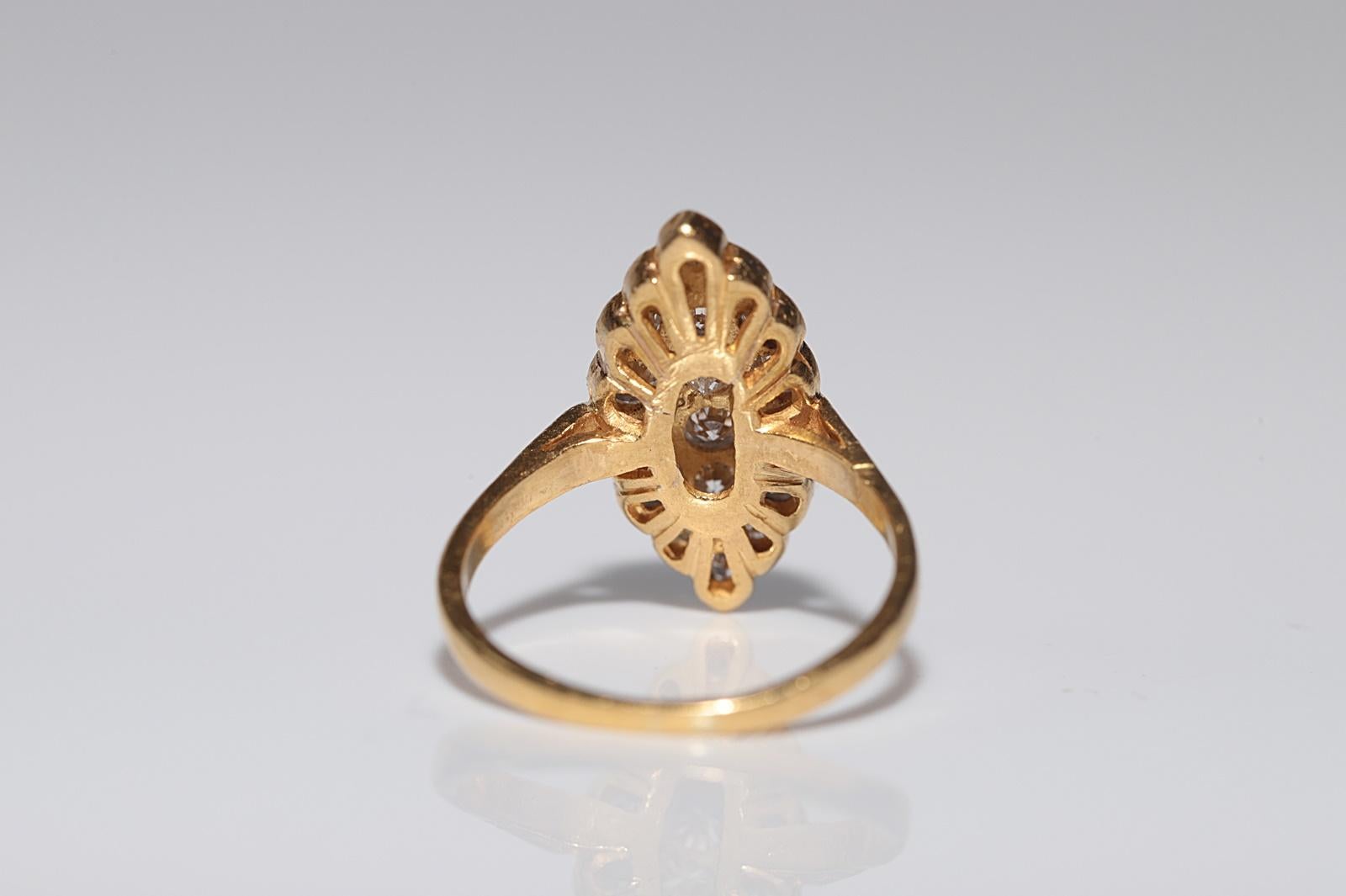 Anello Navette decorato con diamanti naturali in oro 20k, CIRCA 1970 in vendita 2
