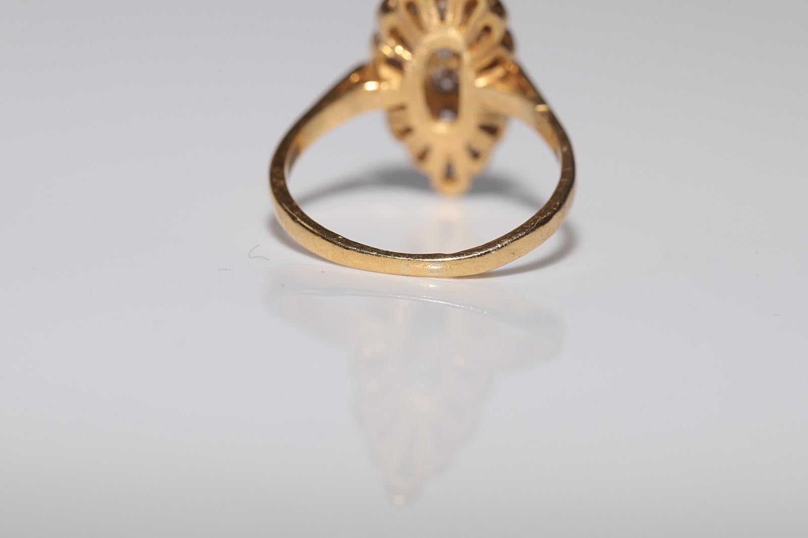 Anello Navette decorato con diamanti naturali in oro 20k, CIRCA 1970 in vendita 3