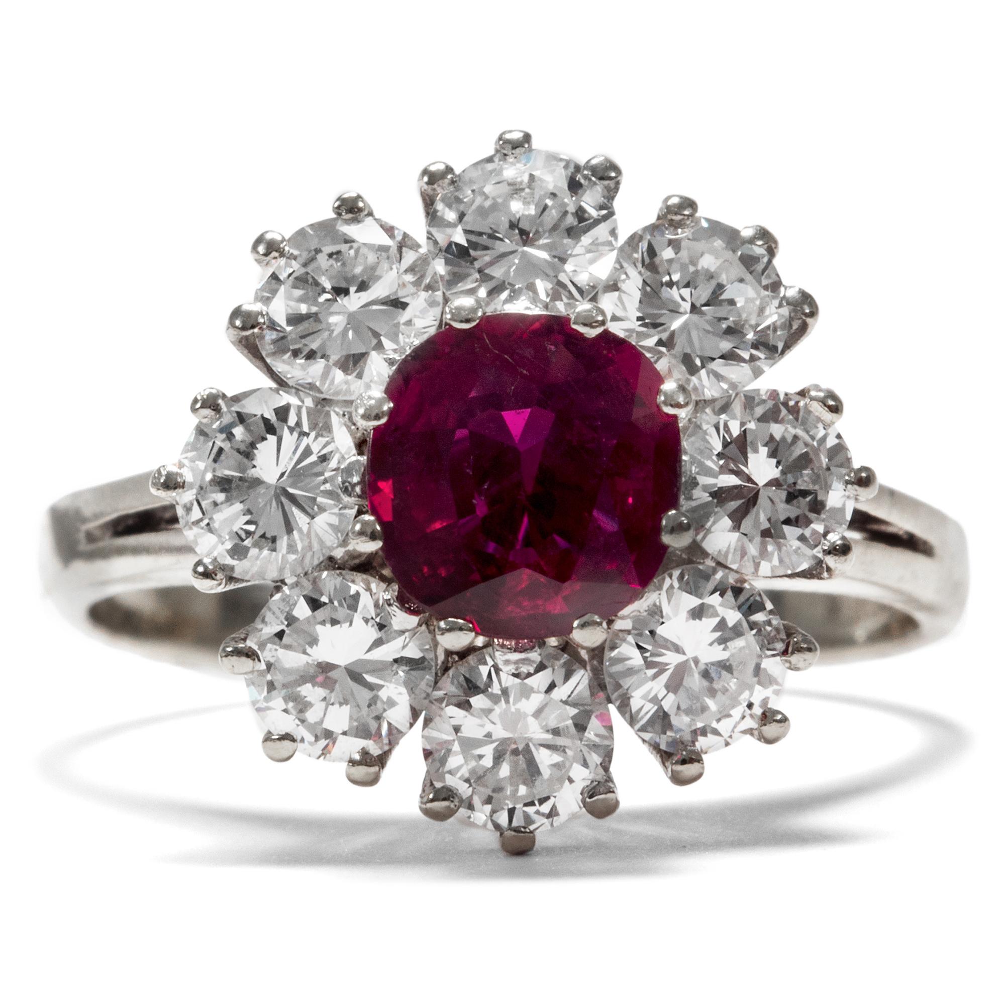 The ruby is the red variety of the mineral corundum, to which the sapphire belongs, too. With its fiery appearance, the ruby is one of the most precious and sought-after gemstones in the world. Truly excellent rubies can only be found in a few