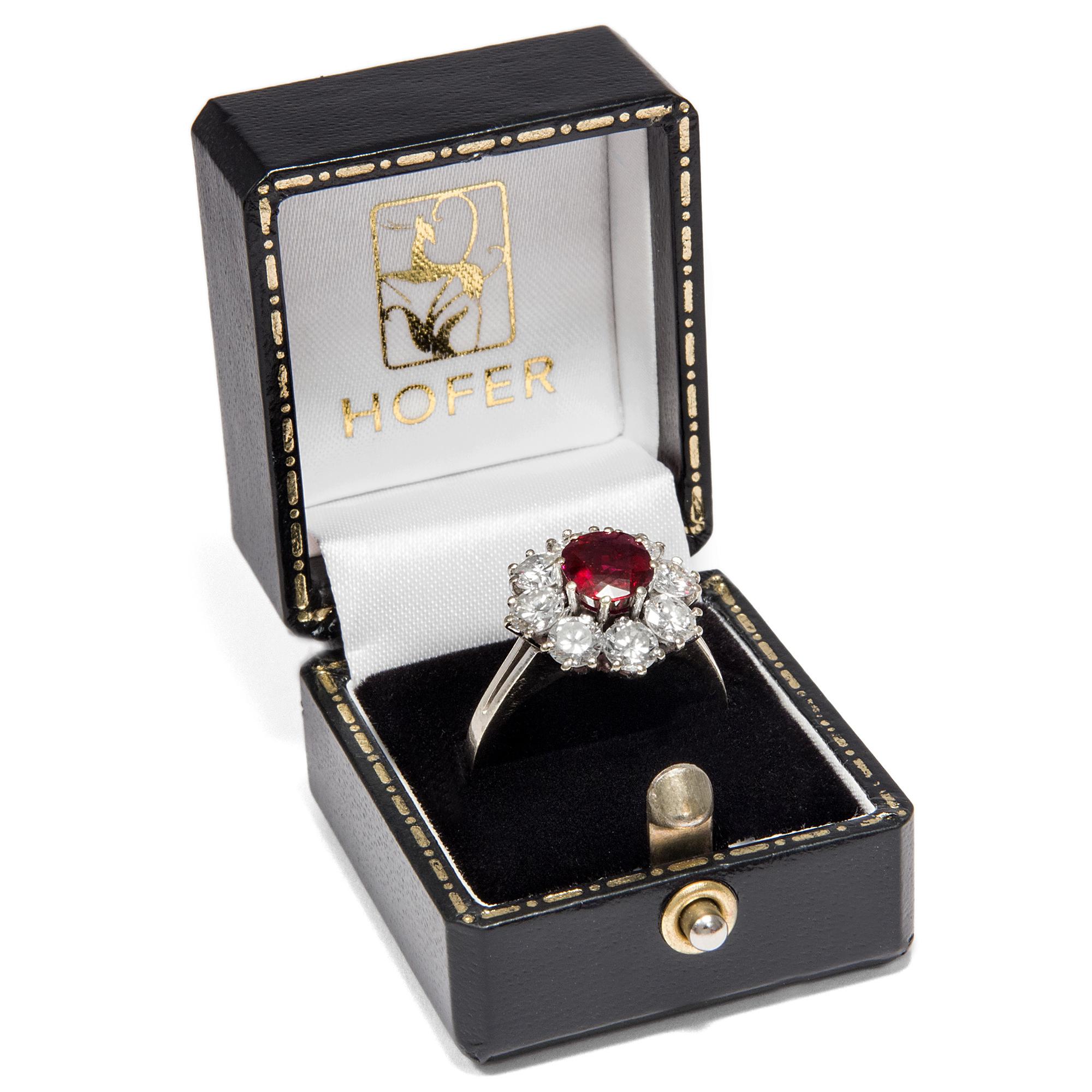 Vintage circa 1970 Certified 1.2 ct Ruby and 2 ct Diamond Entourage Cluster Ring 2