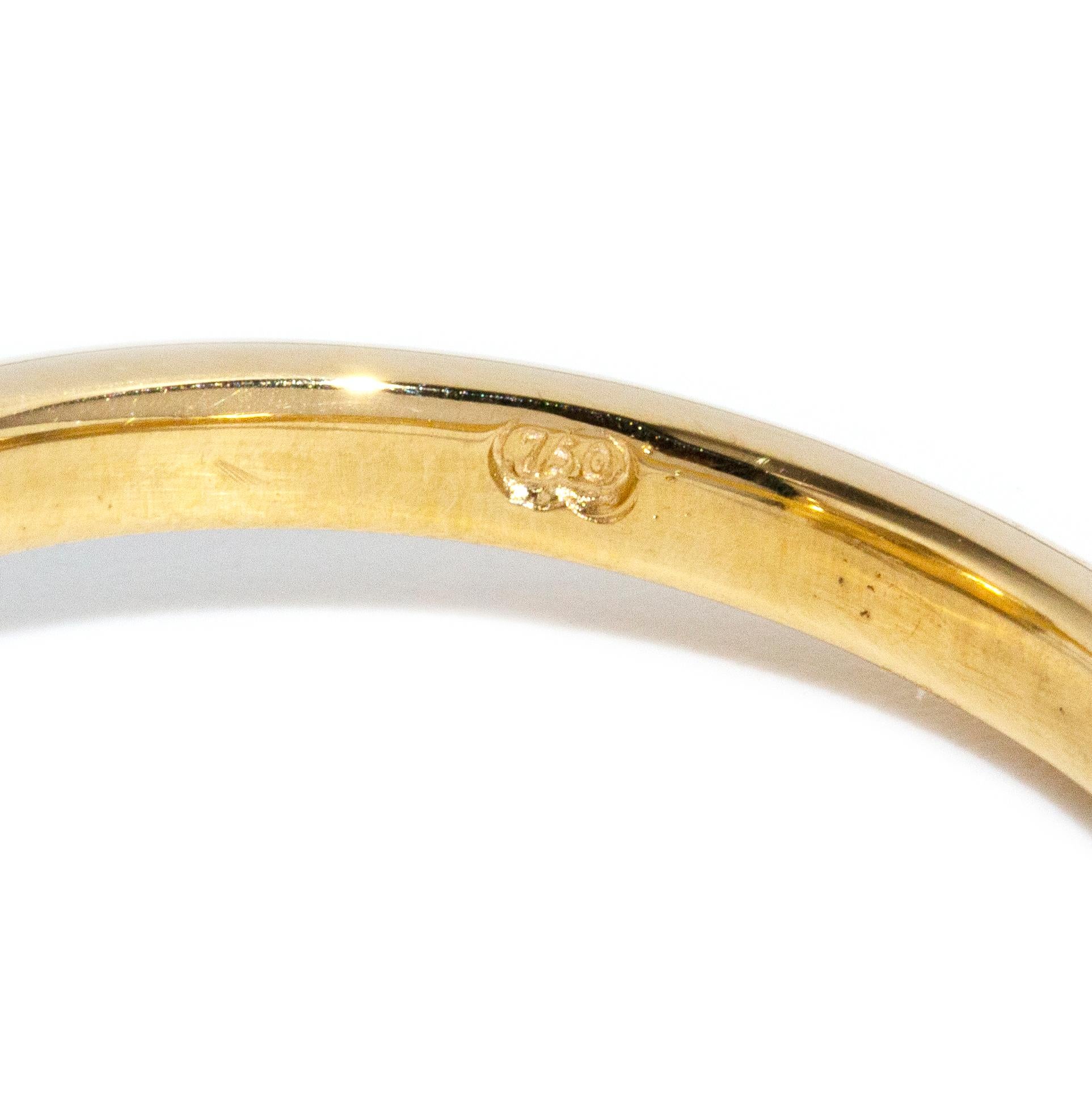Quadratischer Diamantring aus 18 Karat Gelbgold mit 0,67 Karat im Altschliff, Vintage, ca. 1970er Jahre 5